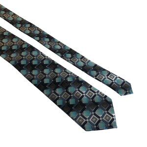 Croft & Barrow Polyester Tie Mens Necktie Geometric Blue Black Gray Office Gift